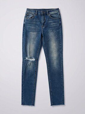 a.n. Designs Paint Splatter Distressed Straight Leg Jeans Size 27